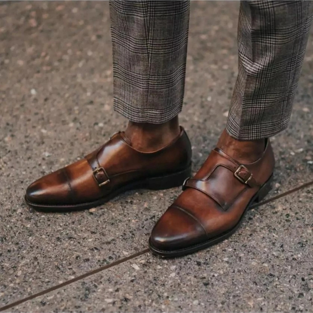 TAFT Prince Monk Double Strap Men Oxford Loafers Brown 42/US 9 Timeless Classic - Picture 11 of 12